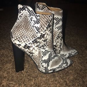 Snakeskin booties
